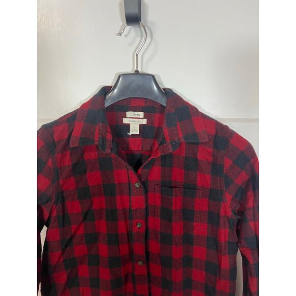 L.L. Bean Scotch Plaid Shirt Red Black Size Womens Small Flannel Long Sleeve‎ - Picture 4 of 10